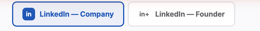 Close-up of the channel tabs: the same piece written for LinkedIn Company and LinkedIn Founder